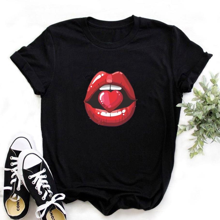 Damen T-Shirt mit Kussmund