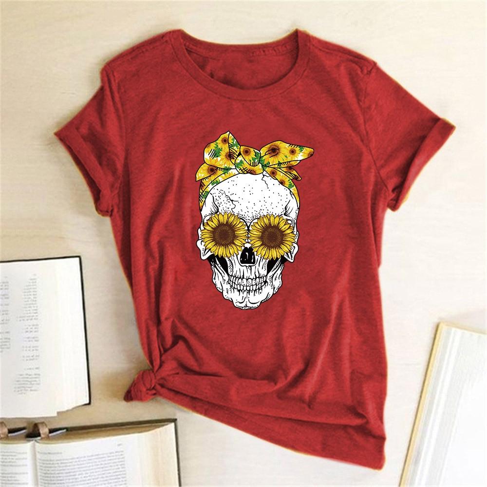 Damen-T-Shirt mit Totenkopf-Motiv
