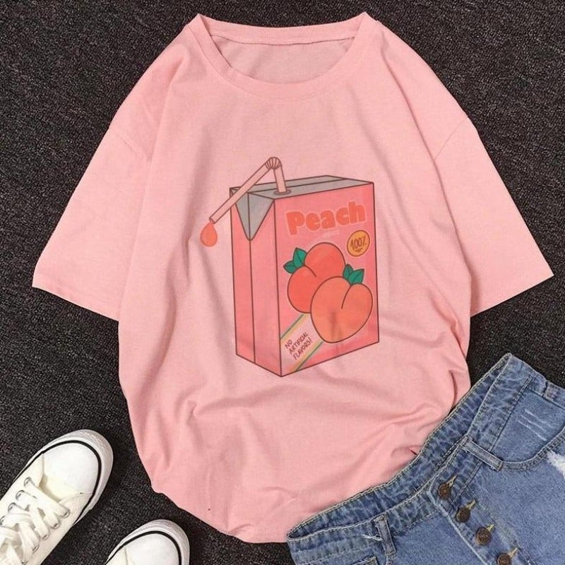 Damen T-Shirt mit Trinkpäckchen-Motivdruck