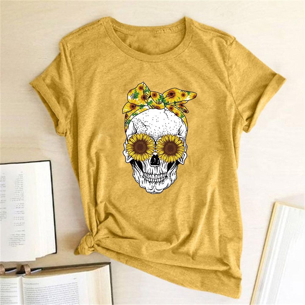 Damen-T-Shirt mit Totenkopf-Motiv