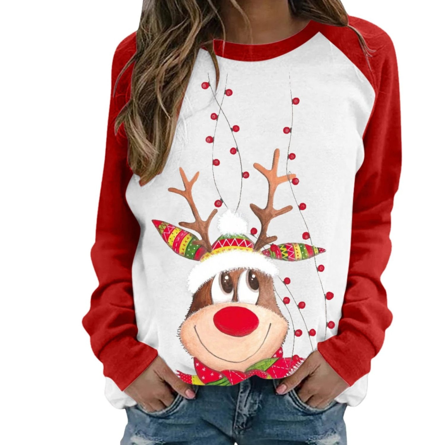 Damen-Langarm-Shirt mit Rentier
