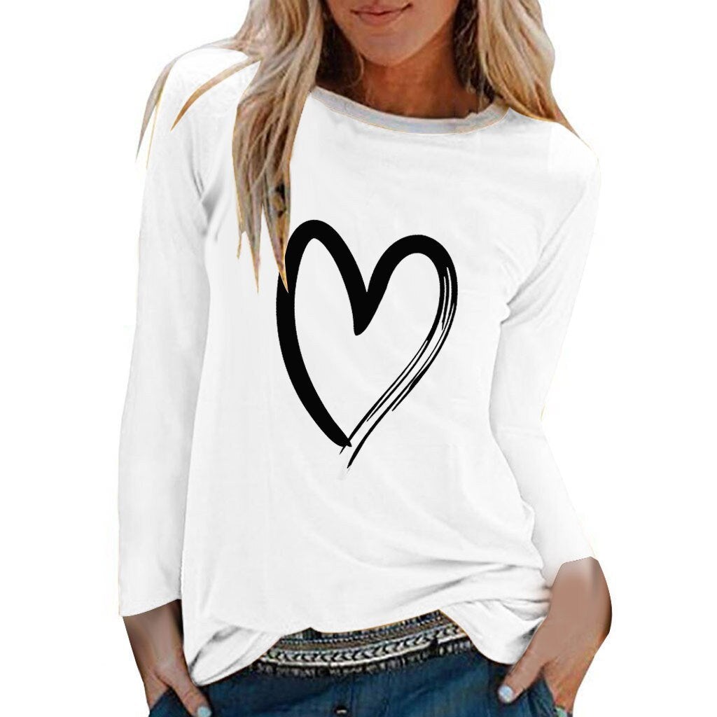 Damen-Langarm-Shirt mit Herzenmotiv