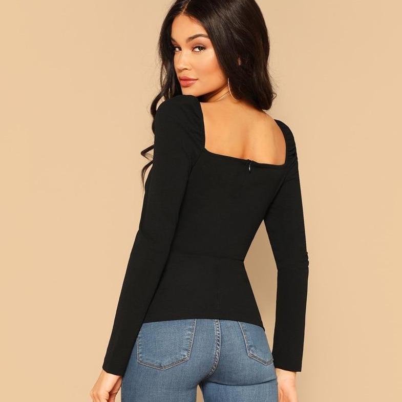 Langärmliges Damen-T-Shirt mit Puffärmeln
