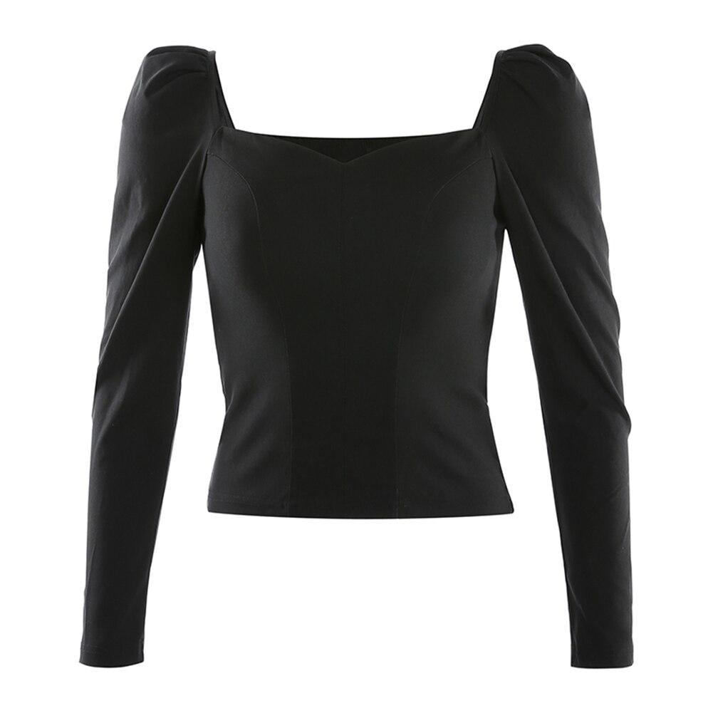 Damen-T-Shirt mit Puffärmeln und Herzdekolltée