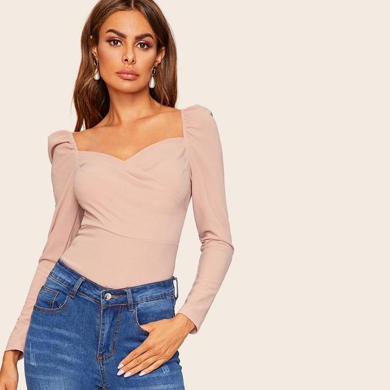 Langärmliges Damen-T-Shirt mit Puffärmeln