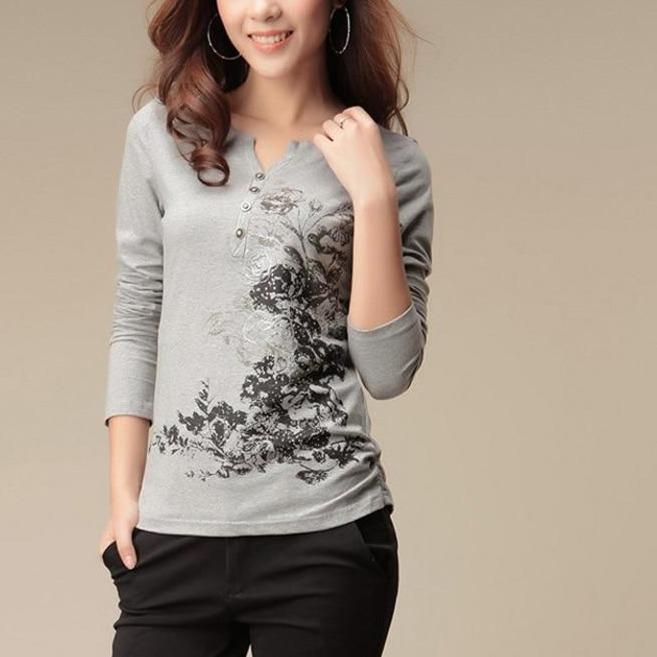Damen-Langarm-Shirt mit floralem Aufdruck