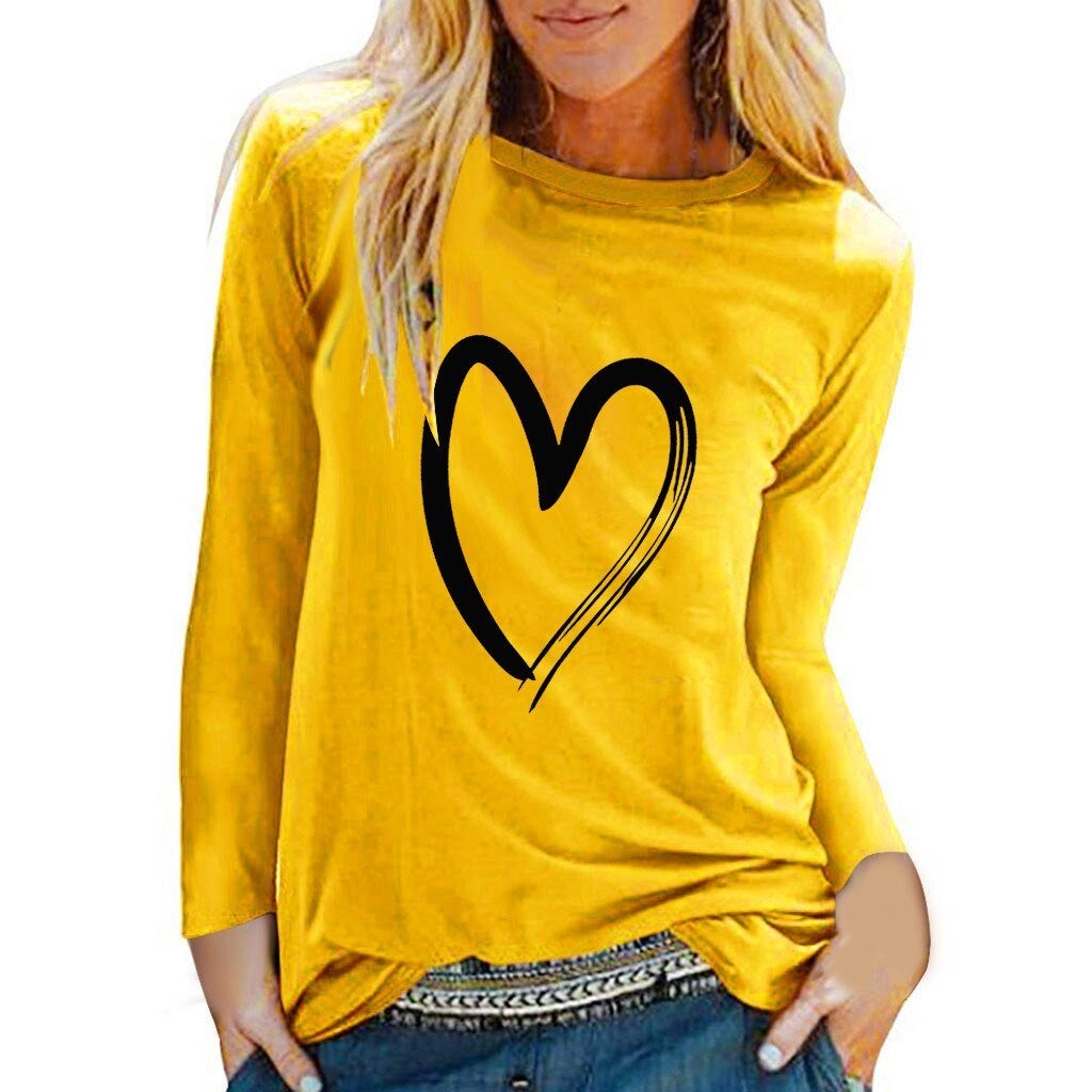 Damen-Langarm-Shirt mit Herzenmotiv