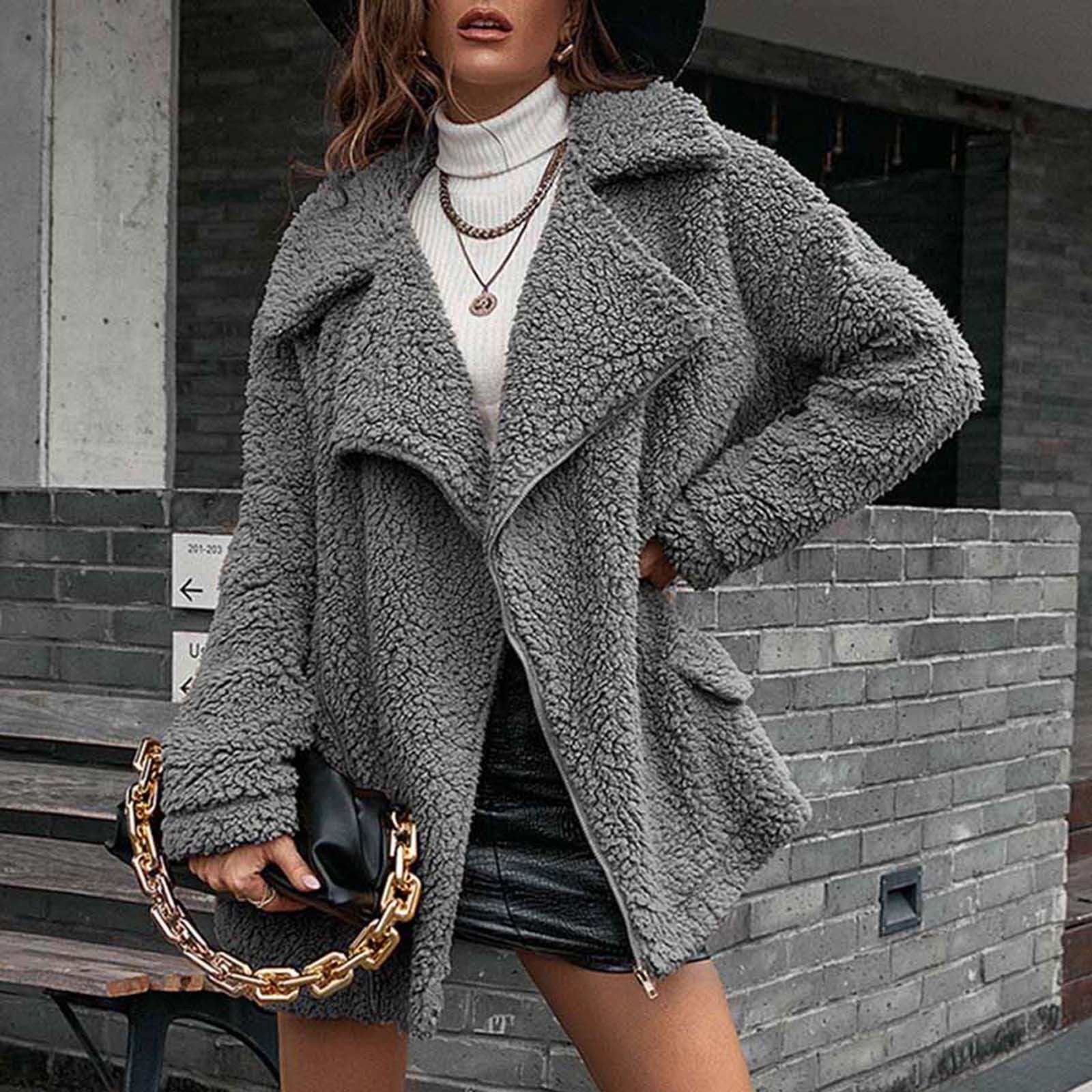 Lillymoda | Emery - Warme Teddyjacke mit Reißverschluss