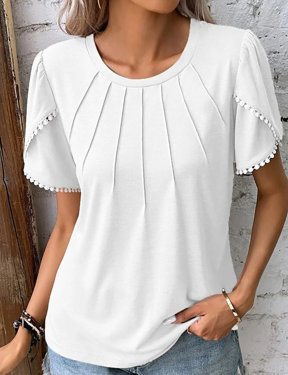 Malene | Oberteile Damen Schick | Weiß Top