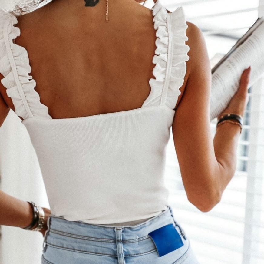 Damen-Tanktop mit Rüschen an den Trägern