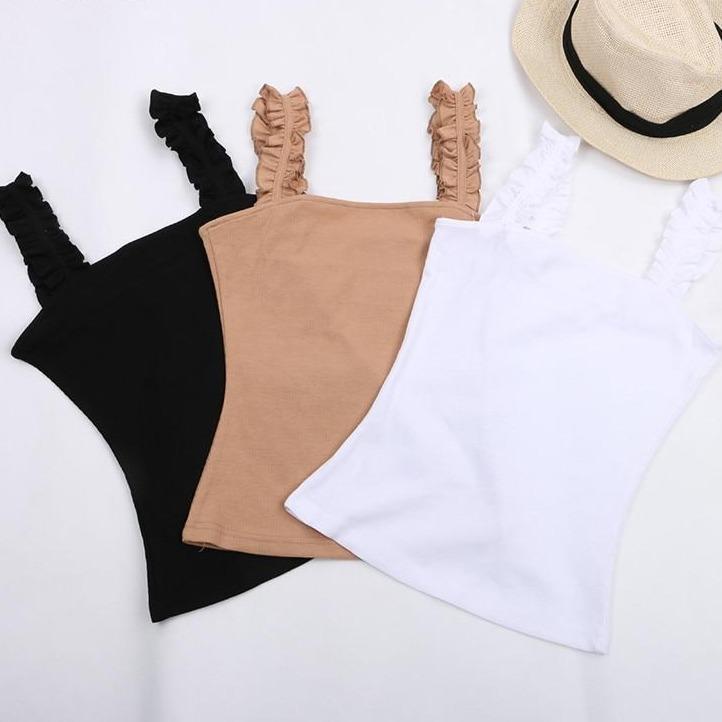Damen-Tanktop mit Rüschen an den Trägern