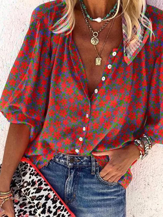 Lillymoda | Theodora - lässige lockere bedruckte Bluse