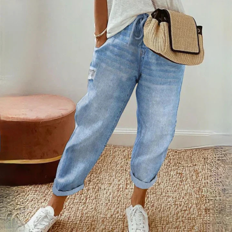 Amber | Damen Weite Jeans | Blau