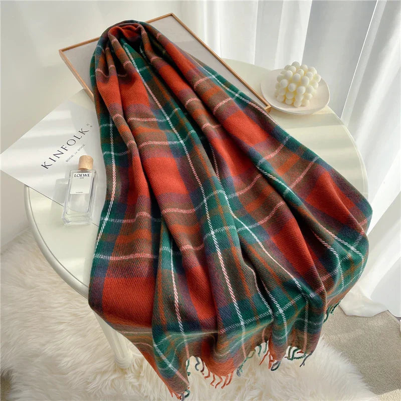Schal im Winterstil mit britischem Karomuster dick und warm für Herbst und Winter für Frauen